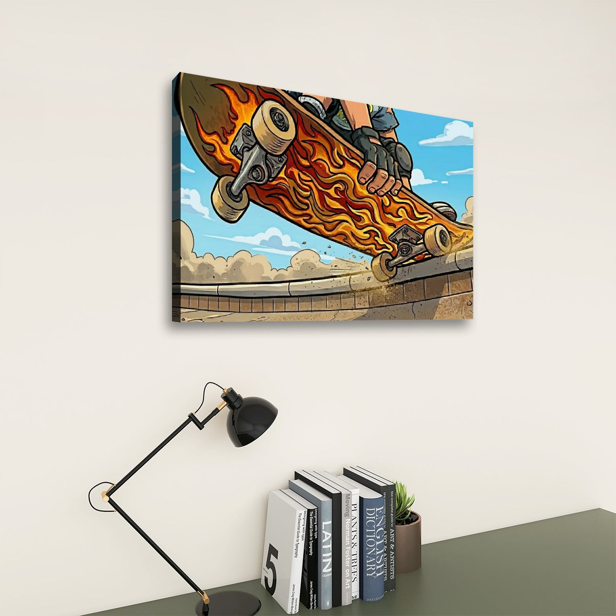 Kids Skateboard Canvas Wall Art – Bold Street Style Print | 1, 3 & 5 Panel Boys Room Décor