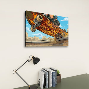 Kids Room Skateboard Canvas Wall Art – Bold Street Style Print | 1, 3 & 5 Panel