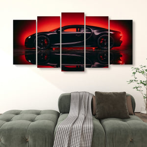 Dark Reflection – Bugatti Chiron 5-Panel Canvas Wall Art