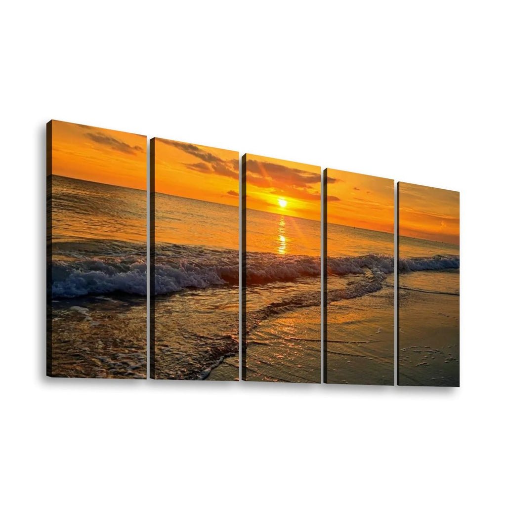 Madeira Beach Florida Sunset Rolling Waves Gulf of America Split Canvas Panel Wall Art