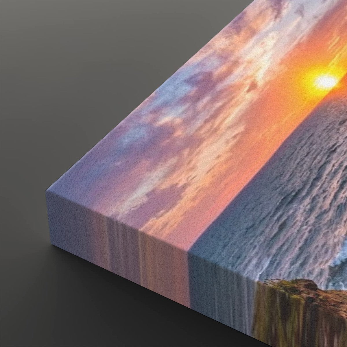 Lake Michigan Bluff at Sunset with Lavender Flowers  – 1, 3, 5-Panel Split Canvas Wall Art