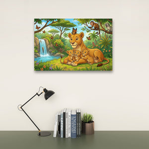 Kids Lion Wall Art – 1 & 3 Panel Canvas Print for Children's Rooms