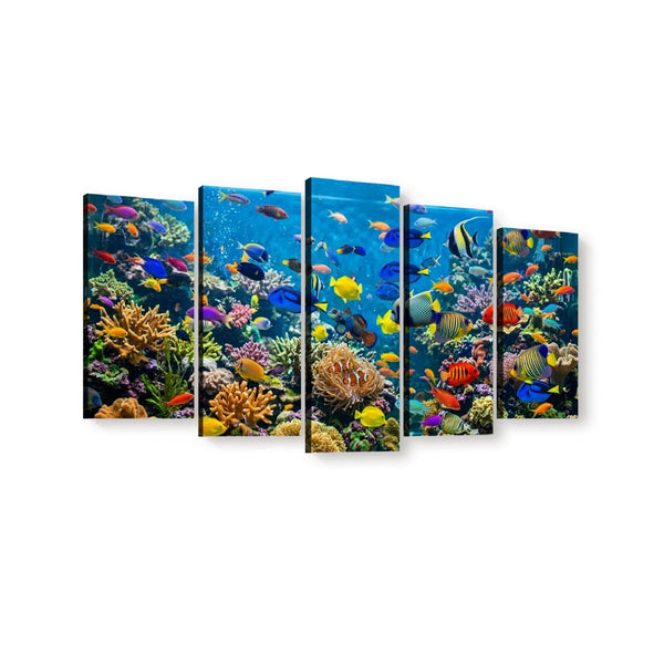 Colorful Fish Aquarium Canvas Wall Art — Vibrant Multi-Panel Print