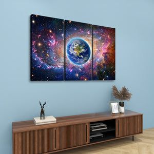 Cosmic Sovereignty – Earth & USA Universe 5-Panel Canvas Wall Art