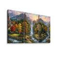 Waterfall Landscape Mountain Multi-Color Scene 5-Panel Canvas Wall Art