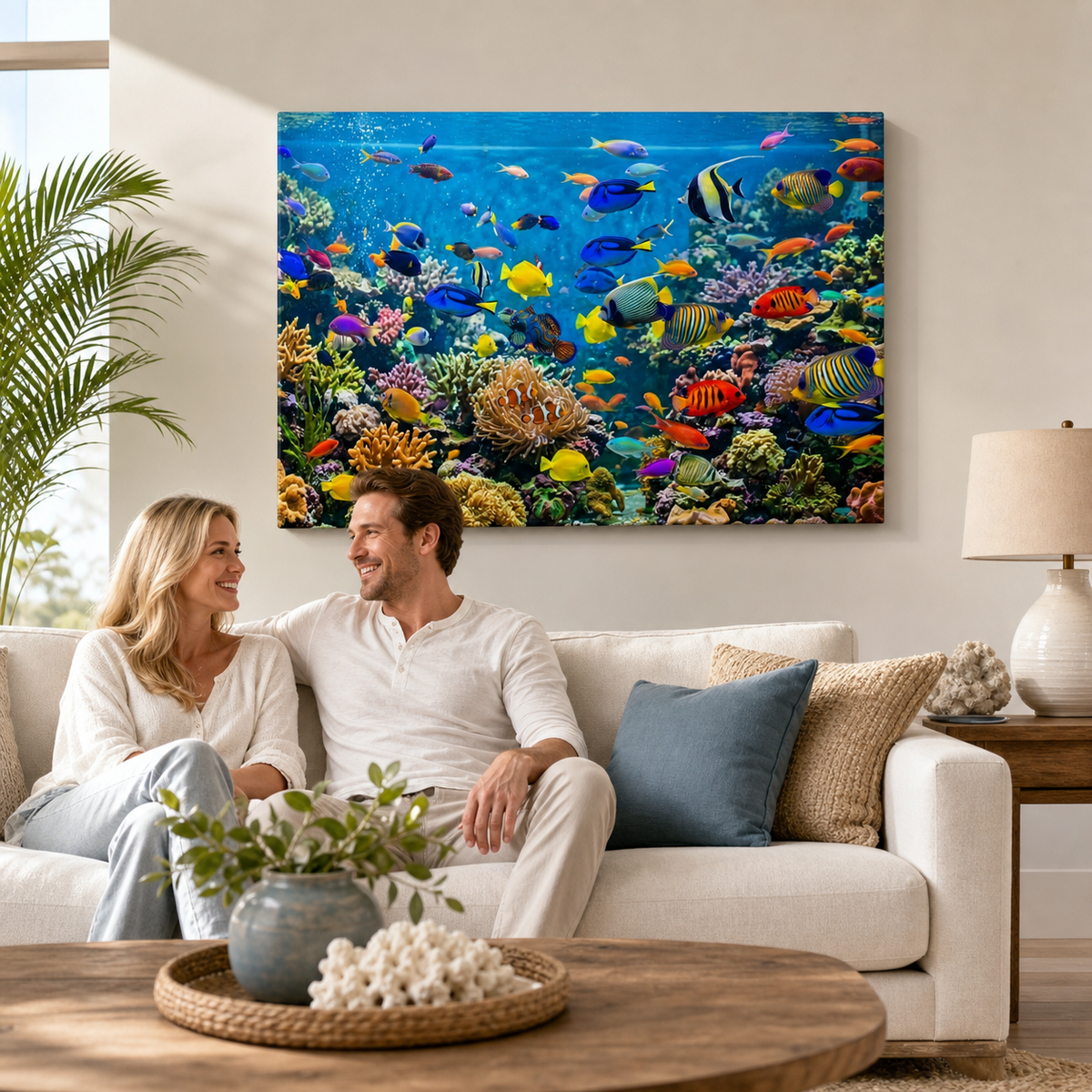 Colorful Fish Aquarium Canvas Wall Art — Vibrant Multi-Panel Print