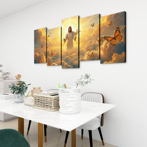 God Releasing Butterflies — Divine Grace at Sunrise Canvas Wall Art