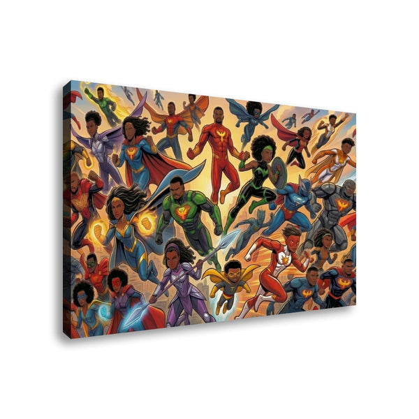 Kids Superhero Canvas Wall Art – Multi-Panel Action Print for Boys & Girls | 3 & 5 Panel Bedroom Décor