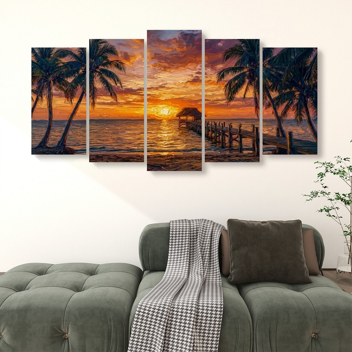 Dock at Sunset Canvas Wall Art – 5-Panel Level