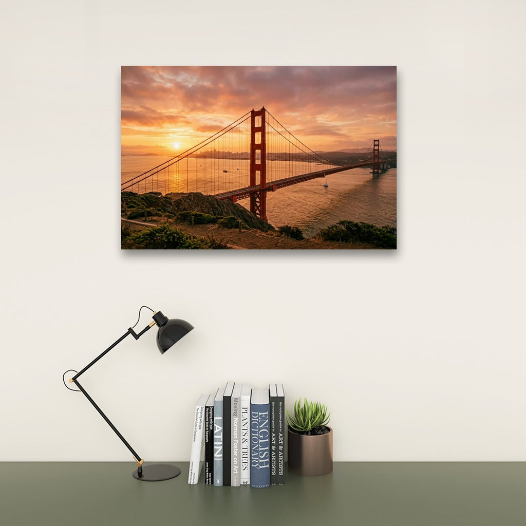 Golden Gate Bridge Canvas Wall Art – Golden Hour San Francisco | Multi-Panel Landmark Print