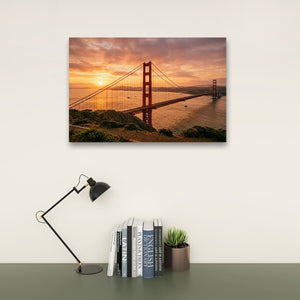 Golden Gate at Golden Hour – 5-Panel Canvas Wall Art