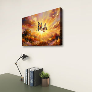 Golden Hour Butterflies – Warm & Ethereal Canvas Wall Art