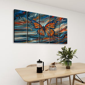 Wings of the Tempest – Abstract Monarch Butterfly Multi-Panel Canvas Art