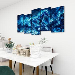 Blue Fire Horse — Abstract Original Canvas Wall Art