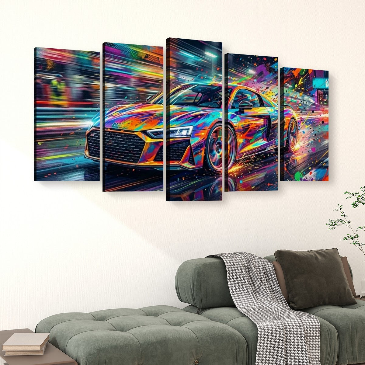Supercar Abstract Multi-Color — 5-Panel Level Canvas Wall Art