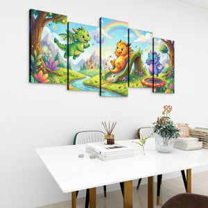 Playful Dragons Wall Art – 1, 3 & 5 Panel Canvas Print