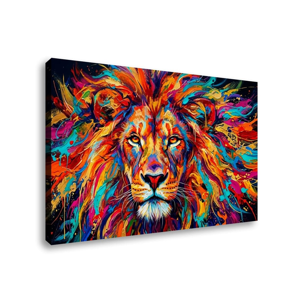 Abstract Colorful Lion Head Mane 1, 3, 5 Split Canvas Panel Wall Art Print