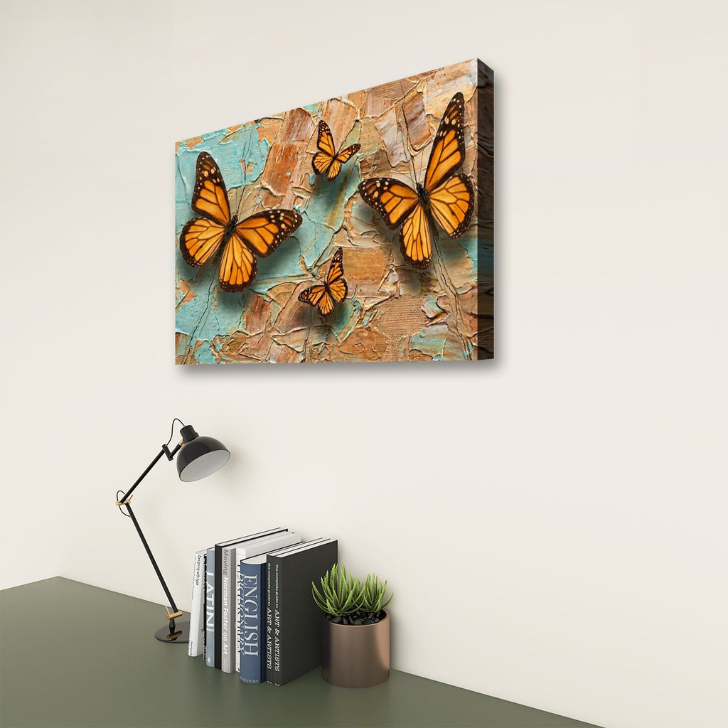 Pastel Oil Type Painting Monarch Butterfly Butterflies 1, 3, 5-Panel Split Canvas Wall Art
