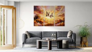 Golden Hour Butterflies – Warm & Ethereal Canvas Wall Art
