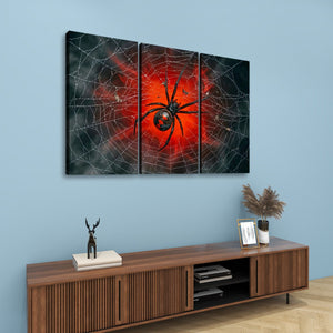 Black Widow Spider Web Canvas Wall Art — 5-Panel Level