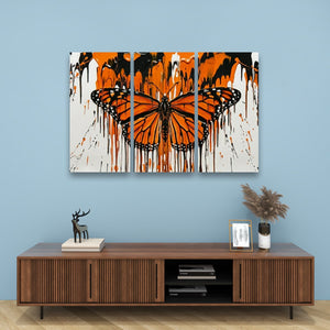 Reign of Color – Monarch Butterfly Dripping Paint 5-Panel Canvas Wall Art