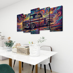 1966 Chevy C10 Stepside Shortbed – Abstract Fidelity 5-Panel Canvas Wall Art