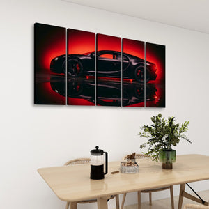 Dark Reflection – Bugatti Chiron 5-Panel Canvas Wall Art