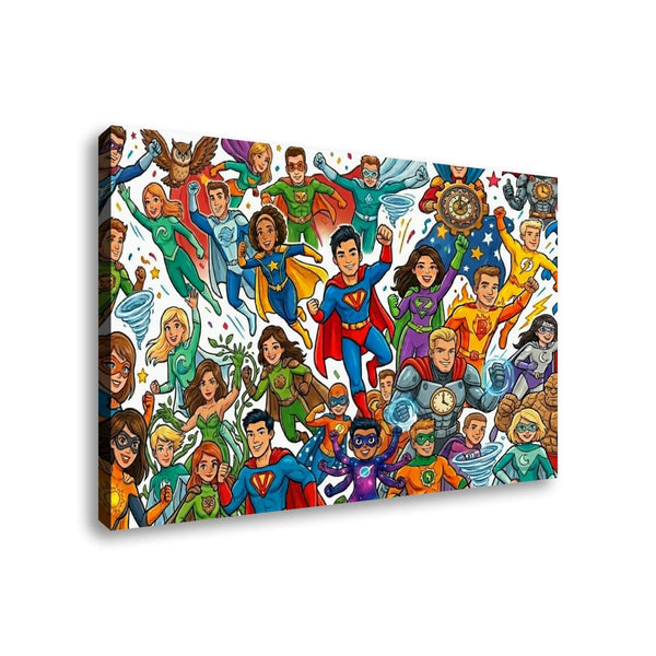 Kids Superhero Canvas Wall Art – Bold Action Print for Boys & Girls | 1, 3 & 5 Panel Bedroom Décor
