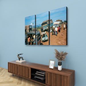 Chaos on the Road to Ben Hue – Vietnam War 5-Panel Canvas Wall Art