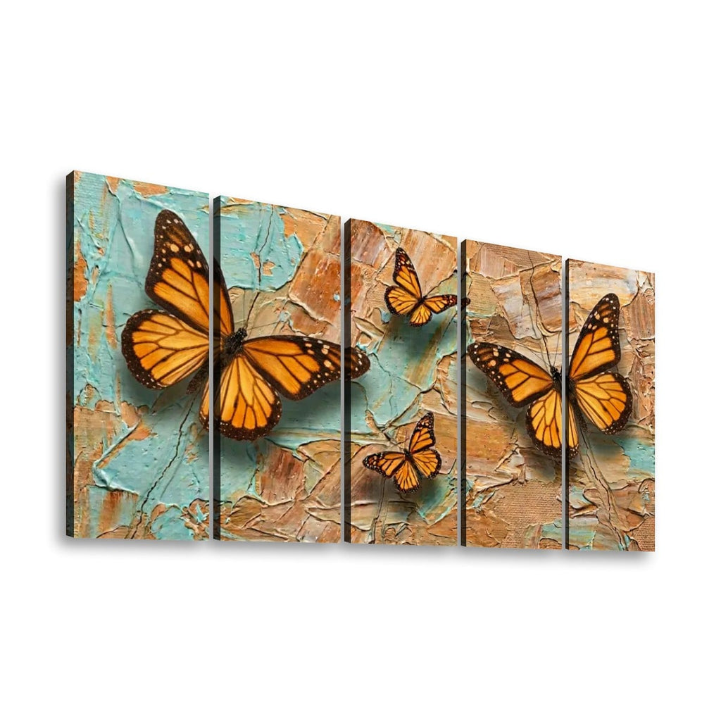 Pastel Oil Type Painting Monarch Butterfly Butterflies 1, 3, 5-Panel Split Canvas Wall Art