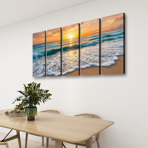 Golden Tide – Sunset Beach Surf Canvas Wall Art