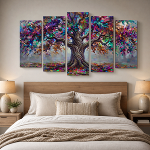 Spectrum Roots – Vibrant Tree of Life Canvas Wall Art