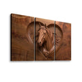 Wood Sculpture Horse Head with Heart 5-Panel Canvas Wall Art