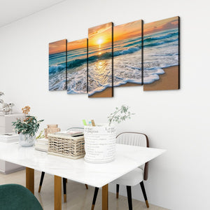 Golden Tide – Sunset Beach Surf Canvas Wall Art
