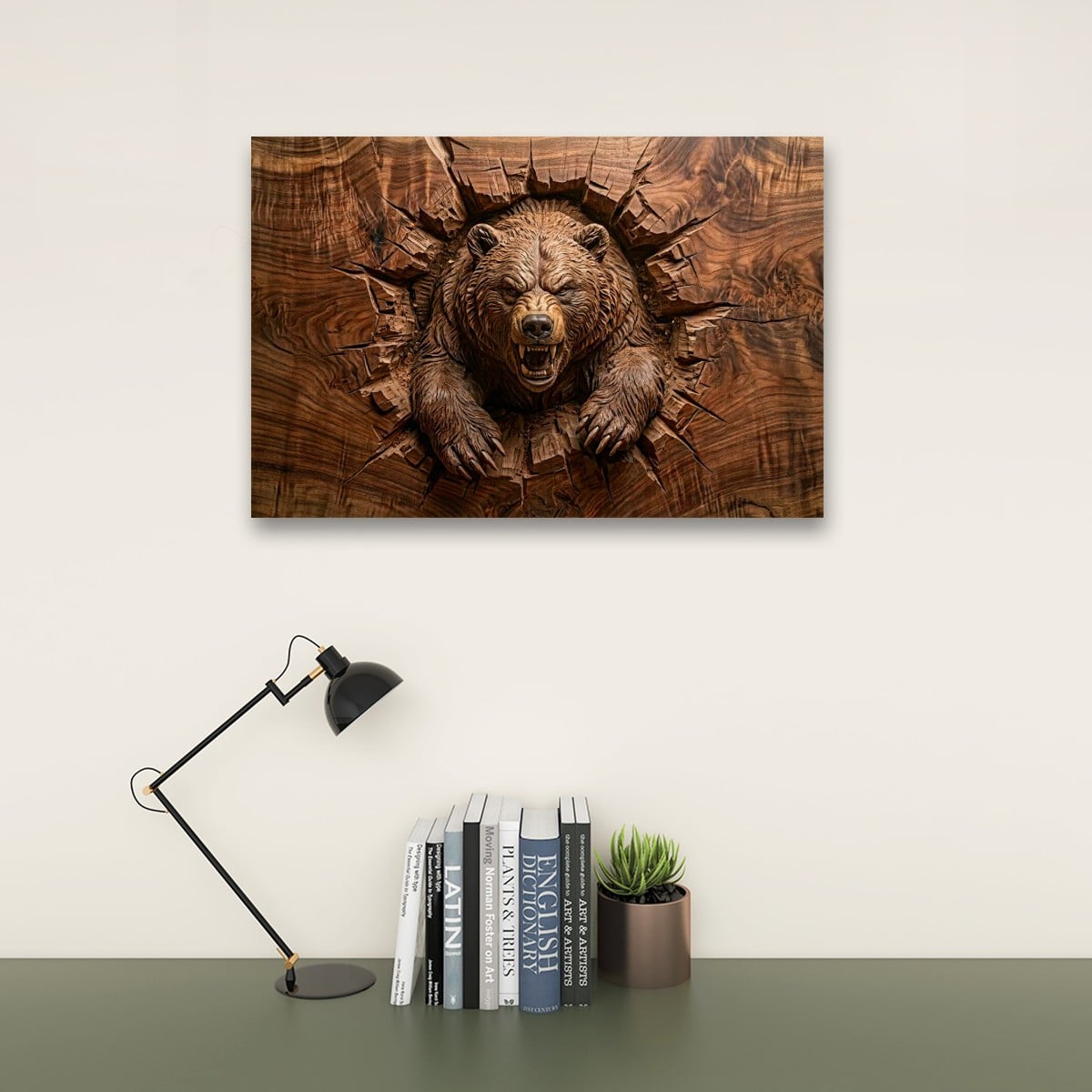 3D Angry Leaping Bear — 3D Sculpted Canvas Wall Art Decor