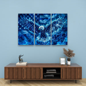 Blue Eagle – Abstract US Waving Flag 5-Panel Canvas Wall Art