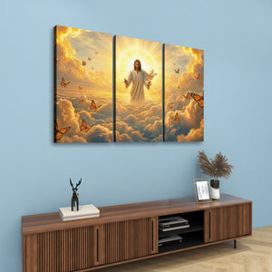 God Releasing Butterflies — Divine Grace at Sunrise Canvas Wall Art