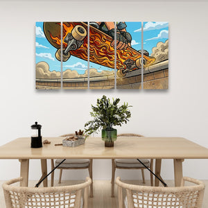 Kids Room Skateboard Canvas Wall Art – Bold Street Style Print | 1, 3 & 5 Panel