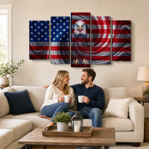 Spirit of America – Ghost Eagle US Flag Swirl 5-Panel Canvas Wall Art