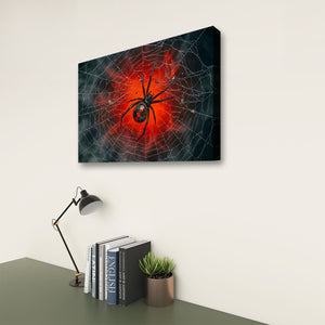 Black Widow Spider Web Canvas Wall Art — 5-Panel Level