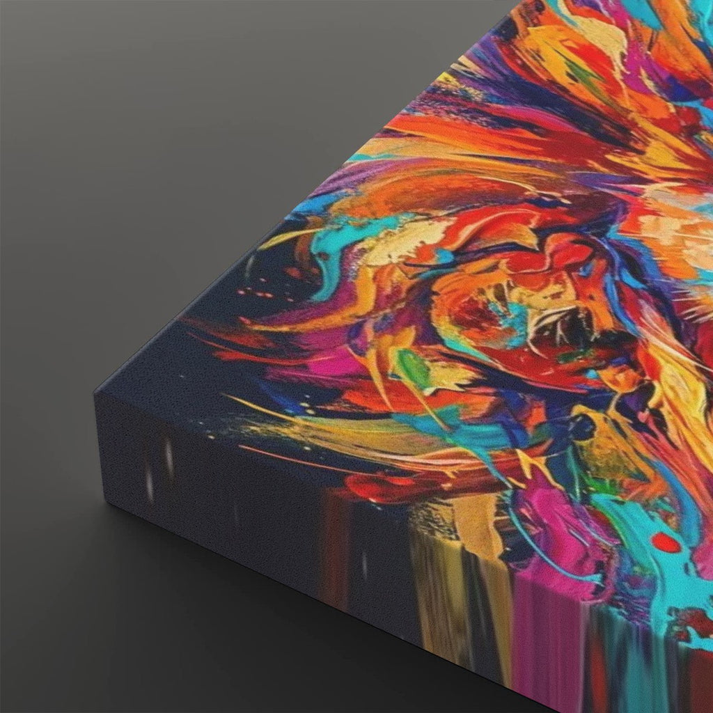 Abstract Colorful Lion Head Mane 1, 3, 5 Split Canvas Panel Wall Art Print