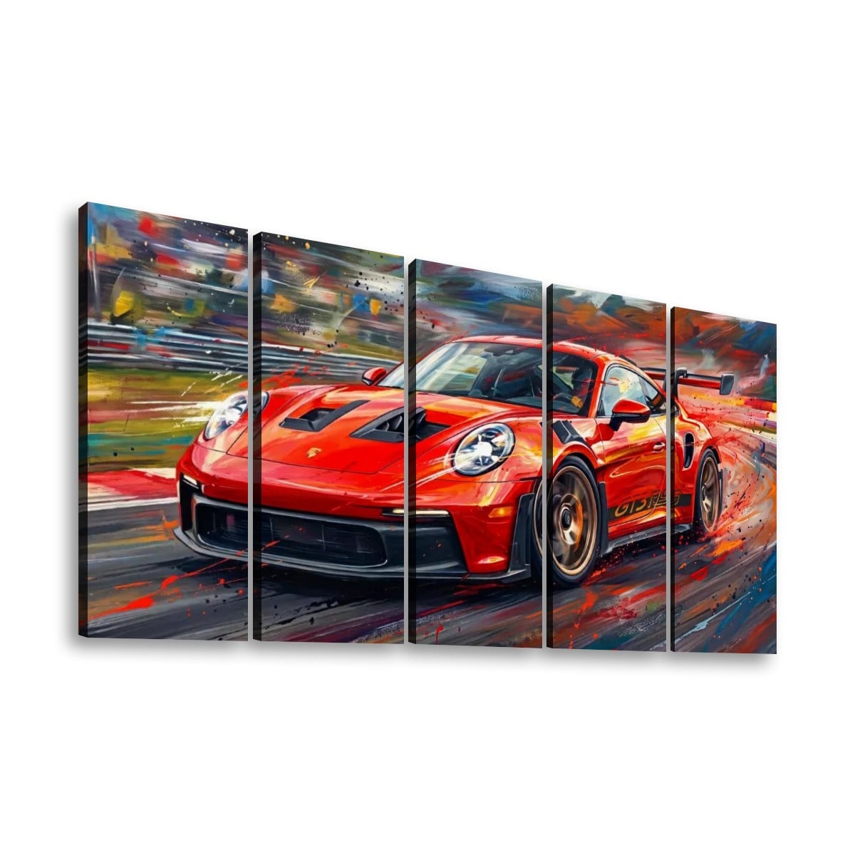 Porsche 911 GT3 Large Canvas Wall Art Mancave Garage Panel Print – 5-Panel Level