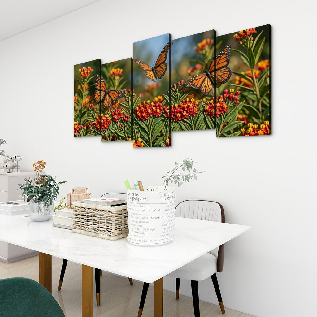 Monarch Butterfly Garden — 3D Milkweed Canvas Wall Art