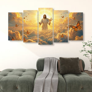 God Releasing Butterflies — Divine Grace at Sunrise Canvas Wall Art