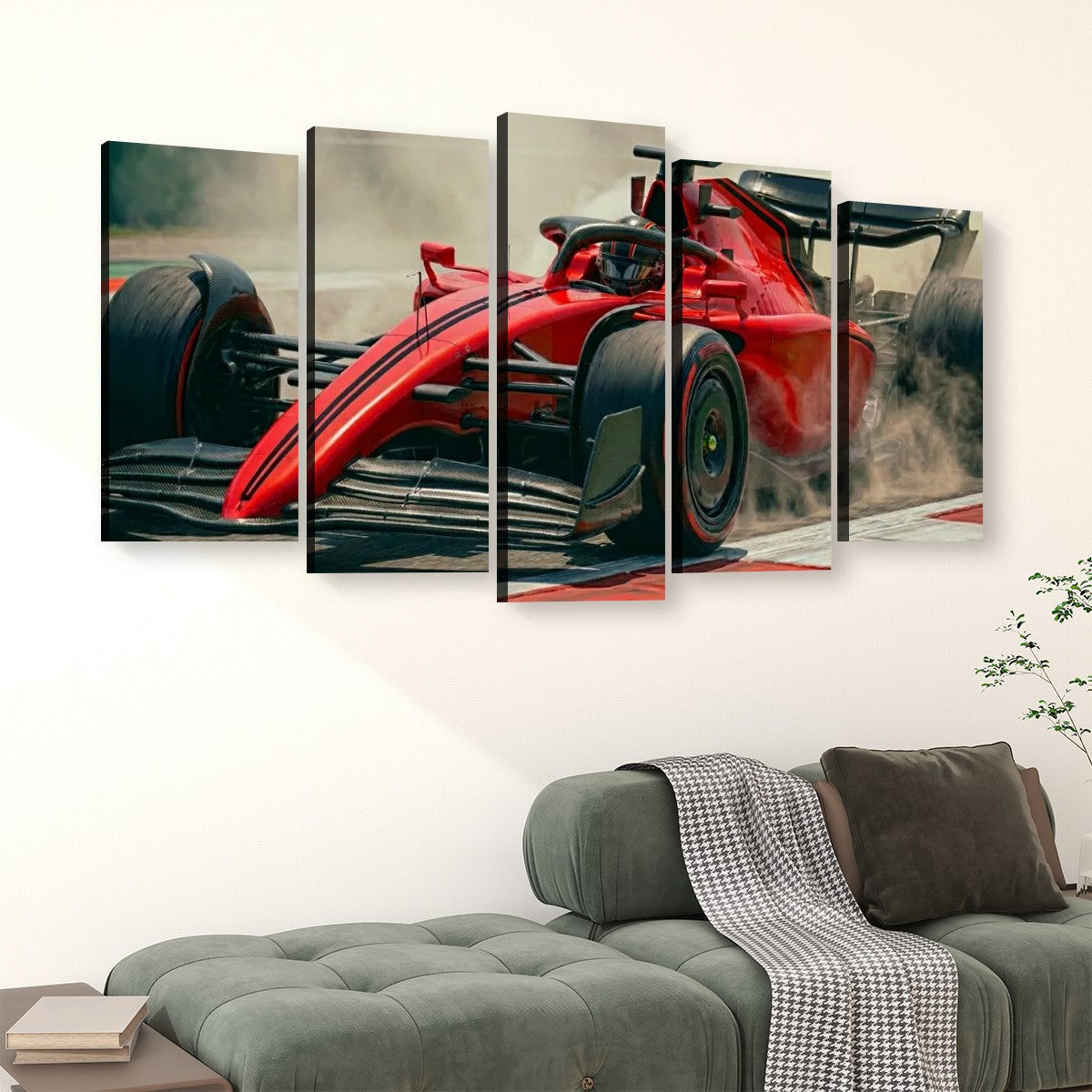 Formula 1 Racing Canvas Wall Art – Full Throttle F1 Speed Print | 1, 3 & 5 Panel Garage Décor