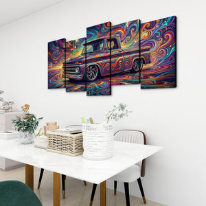1966 Chevy C10 Fleetside Shortbed – Abstract Fidelity 5-Panel Canvas Wall Art