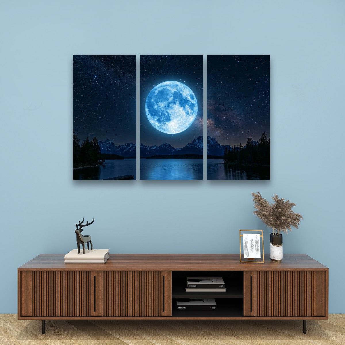 Blue Moon – Moonrise Over Water Canvas Wall Art