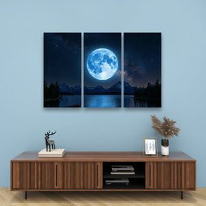 Blue Moon – Moonrise Over Water Canvas Wall Art