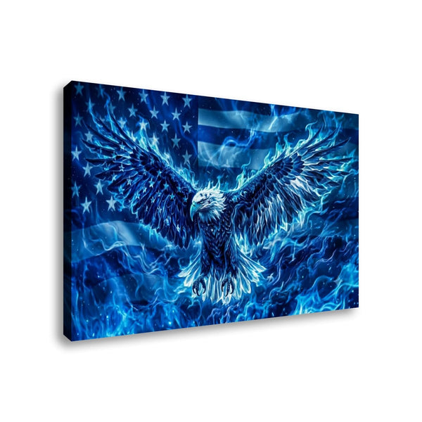 Blue Eagle Abstract US Waving Flag Canvas Wall Art – Patriotic Print | Multi-Panel