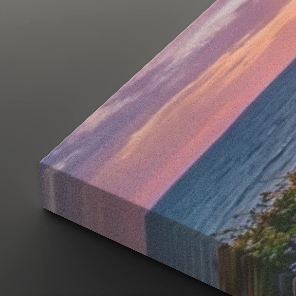 Lake Michigan Bluff at Sunset with Lavender Flowers  – 1, 3, 5-Panel Split Canvas Wall Art